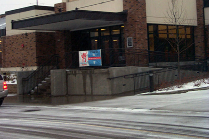 Heated entrance outside of ymca Heated entrance outside of ymca