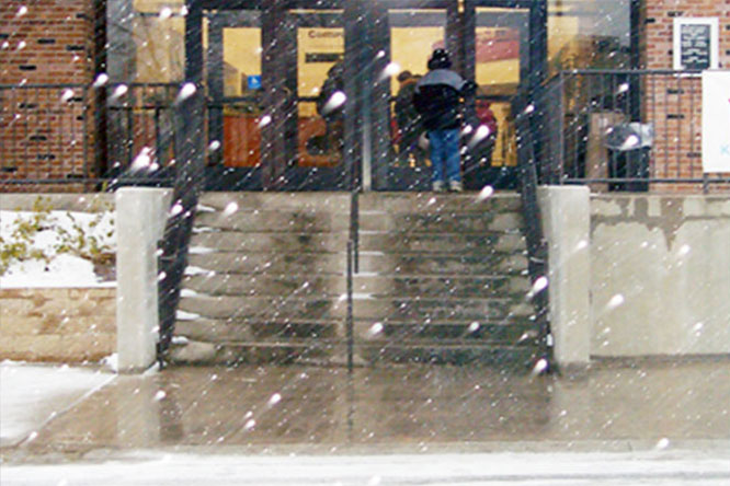 Heated stairs outside of YMCA Heated stairs outside of YMCA